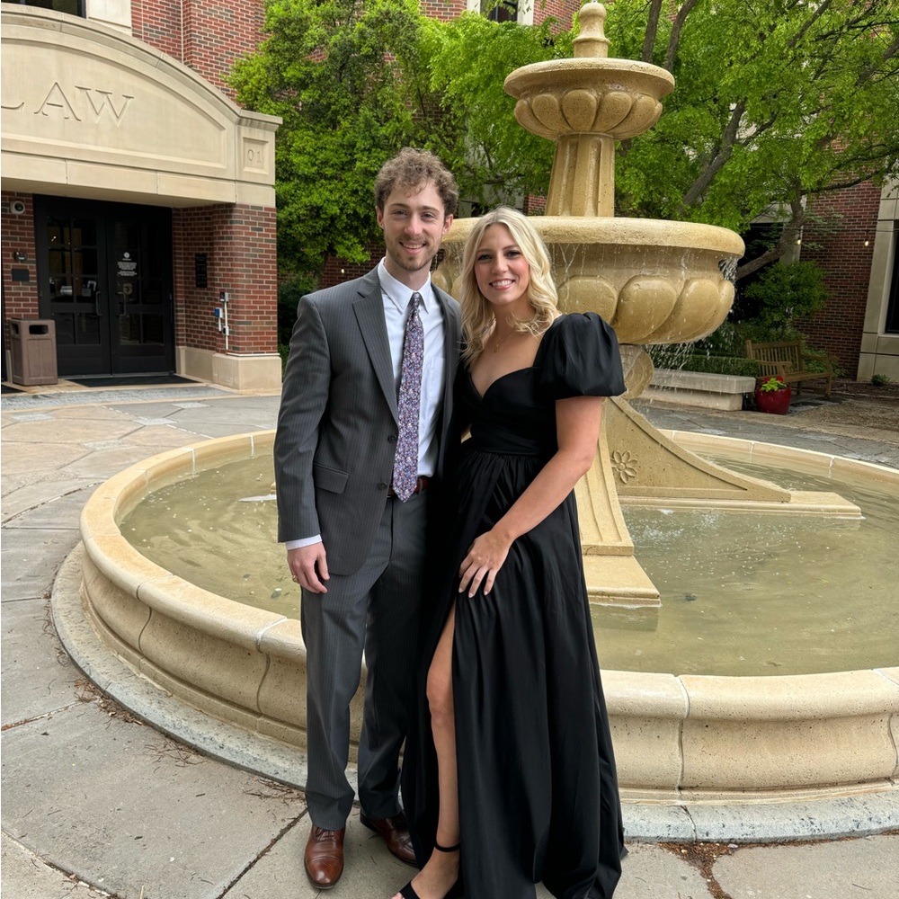 Black puff sleeve, prom dress, full length - Picture 4 of 4